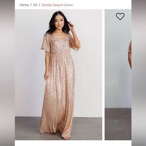 Baltic Born Gatsby Sequin Gown— Gold Sequin Maxi Dress
